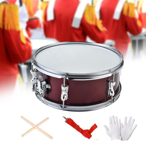 13 Inch Snare Drum with Drumsticks & Gloves, Portable Marching Percussion Instrument, Stainless Steel Shell, 35cm (13.8 inch) Diameter in Kuwait