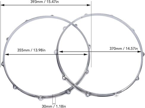 Walfront 14in 10 Hole Alloy Drum Hoop Set - Sound Improvement Hoops for Performance - 2PCS for Drumming Enthusiasts in Saudi Arabia