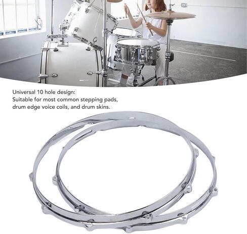 Walfront 14in 10 Hole Alloy Drum Hoop Set - Sound Improvement Hoops for Performance - 2PCS for Drumming Enthusiasts in Saudi Arabia