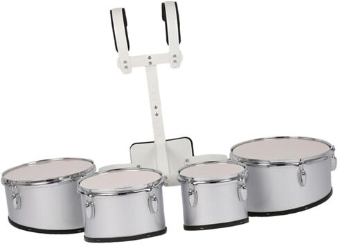 Marching Drum Multiple Linked Drums Percussion Music Educational Polyphonic Drum Set with Adjustable Back Stand, Tenor Quads Practice Kit for School Band Orchestra Performance(A) in Kuwait