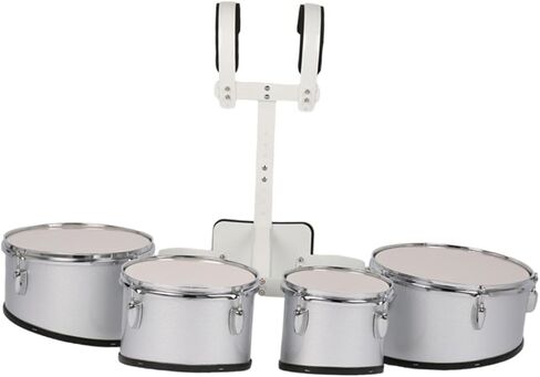 Marching Drum Multiple Linked Drums Percussion Music Educational Polyphonic Drum Set with Adjustable Back Stand, Tenor Quads Practice Kit for School Band Orchestra Performance(A) in Kuwait
