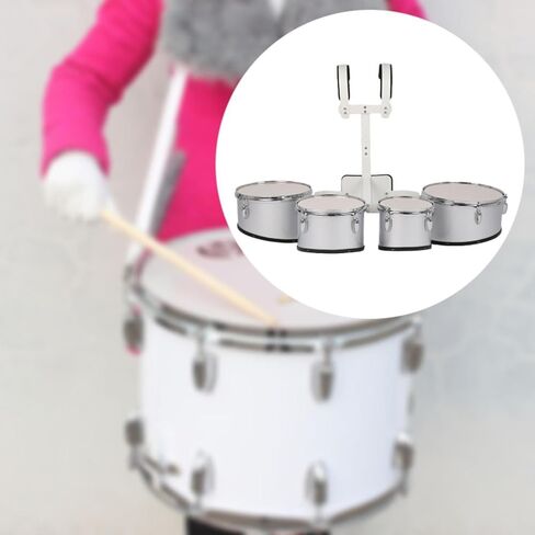 Marching Drum Multiple Linked Drums Percussion Music Educational Polyphonic Drum Set with Adjustable Back Stand, Tenor Quads Practice Kit for School Band Orchestra Performance(A) in Kuwait