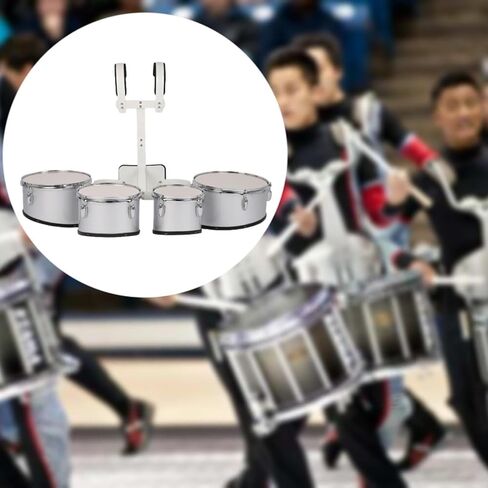 Marching Drum Multiple Linked Drums Percussion Music Educational Polyphonic Drum Set with Adjustable Back Stand, Tenor Quads Practice Kit for School Band Orchestra Performance(A) in Kuwait