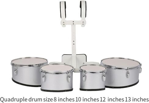 Marching Drum Multiple Linked Drums Percussion Music Educational Polyphonic Drum Set with Adjustable Back Stand, Tenor Quads Practice Kit for School Band Orchestra Performance(A) in Kuwait