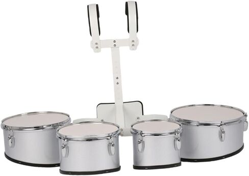 Marching Drum Multiple Linked Drums Percussion Music Educational Polyphonic Drum Set with Adjustable Back Stand, Tenor Quads Practice Kit for School Band Orchestra Performance(A) in Kuwait