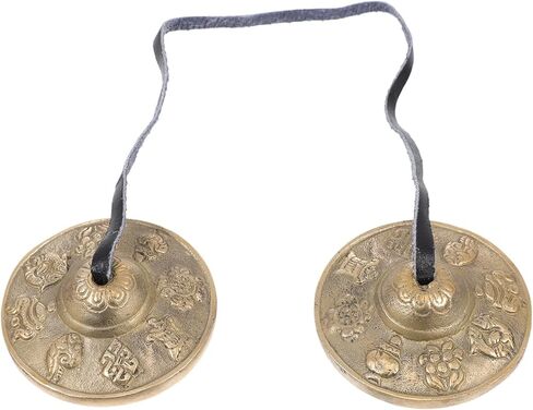 Kisangel Brass Meditation Cymbal Bell Compact Handcrafted Percussion Instrument for Yoga and Religious Ceremonies with Carrying Bag Brass Material for Adults and Meditation Practice in Kuwait