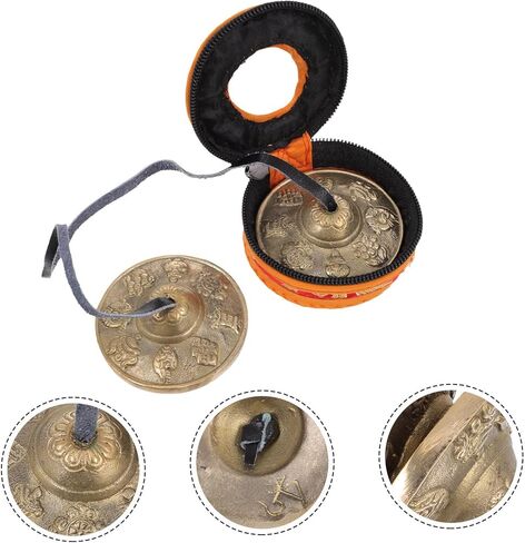 Kisangel Brass Meditation Cymbal Bell Compact Handcrafted Percussion Instrument for Yoga and Religious Ceremonies with Carrying Bag Brass Material for Adults and Meditation Practice in Kuwait
