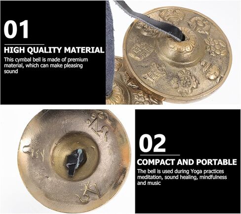 Kisangel Brass Meditation Cymbal Bell Compact Handcrafted Percussion Instrument for Yoga and Religious Ceremonies with Carrying Bag Brass Material for Adults and Meditation Practice in Kuwait