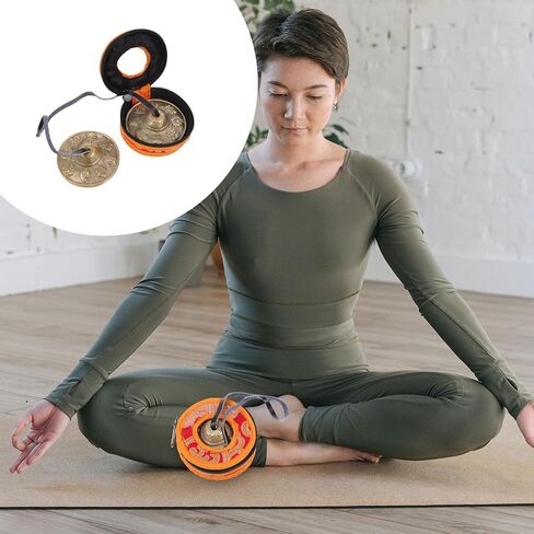 Kisangel Brass Meditation Cymbal Bell Compact Handcrafted Percussion Instrument for Yoga and Religious Ceremonies with Carrying Bag Brass Material for Adults and Meditation Practice in Kuwait