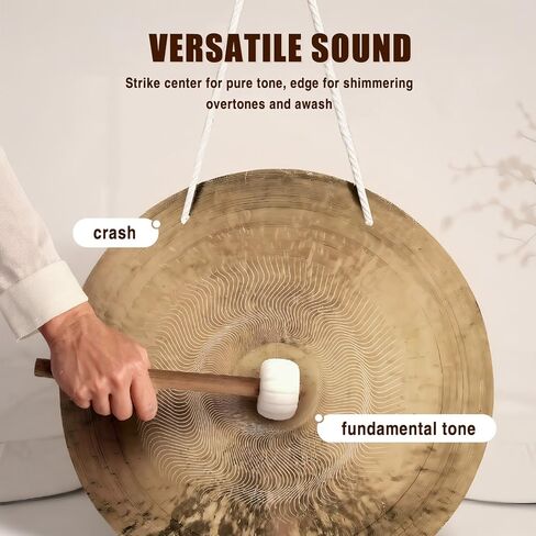Chinese Percussion Instrument Copper Gong on High C Stand with Stand and Mallet Chinese Percussion Instrument Brass Gong for Home Decor Housewarming Gift in Kuwait