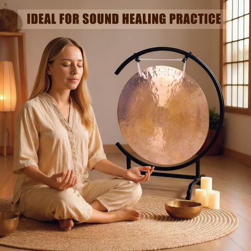 Chinese Percussion Instrument Copper Gong on High C Stand with Stand and Mallet Chinese Percussion Instrument Brass Gong for Home Decor Housewarming Gift in Kuwait