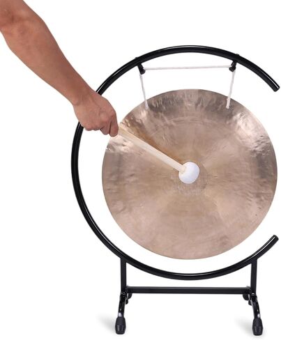 Chinese Percussion Instrument Copper Gong on High C Stand with Stand and Mallet Chinese Percussion Instrument Brass Gong for Home Decor Housewarming Gift in Kuwait