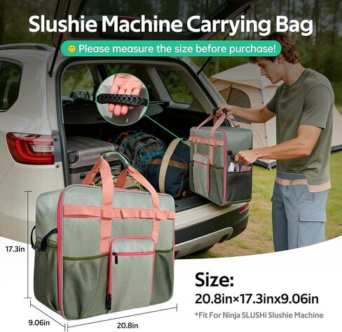 حقيبة حمل لجهاز Ninja SLUSHI Max XXL - لوحة أمامية سهلة الوصول، جيوب متعددة لملحقات آلة Ninja Slushie FS605، حقيبة متينة بمقابض متعددة in Kuwait