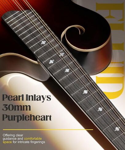 AKLOT F-Style Acoustic Mandolin Instrument: Hand-Carved Classic Scroll Headstock, Spruce Top with Malayan Kauri Back & Sides, Natural Bone Nut, Deluxe Mandolin Bundle with Padded Bag, Tuner (RV-FSG) in Kuwait