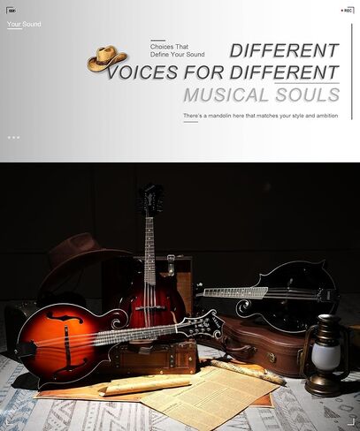 AKLOT F-Style Acoustic Mandolin Instrument: Hand-Carved Classic Scroll Headstock, Spruce Top with Malayan Kauri Back & Sides, Natural Bone Nut, Deluxe Mandolin Bundle with Padded Bag, Tuner (RV-FSG) in Kuwait