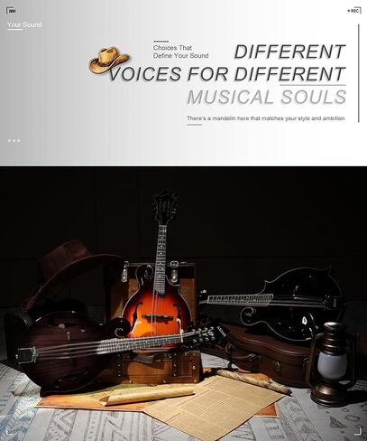 AKLOT F-Style Acoustic Mandolin Instrument: Hand-Carved Classic Scroll Headstock, Mahogany Body and Natural Bone Nut, Deluxe Mandolin Bundle with Padded Bag, Tuner, Capo and Picks (RV-FMT) in Kuwait