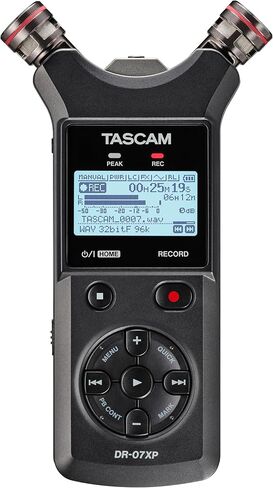 TASCAM DR-07XP 32-Bit Float Portable Handheld Field Recorder and USB-C Audio Interface — With Adjustable Mics for Digital Stereo Recording of Music, Sound, Voice, Audio for Video and Podcasting in Kuwait
