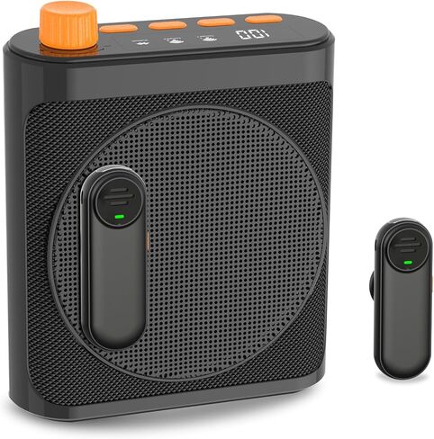 Voice Amplifier Wireless Microphone with Magnetic Lavalier, Portable Voice Amplifier for Teachers with 2 Mic, Rechargeable Bluetooth Speaker System for Classroom, Yoga, Meetings, Speeches in Saudi Arabia