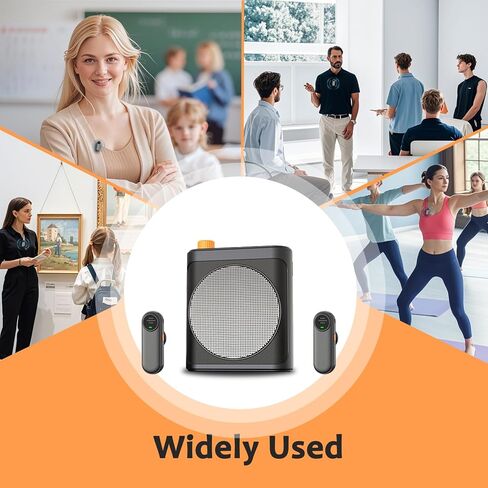 Voice Amplifier Wireless Microphone with Magnetic Lavalier, Portable Voice Amplifier for Teachers with 2 Mic, Rechargeable Bluetooth Speaker System for Classroom, Yoga, Meetings, Speeches in Kuwait