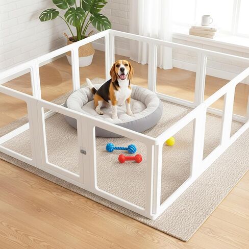 Citylife Clear Acrylic Plastic Dog Playpen Indoor,for Puppy Cat Rabbit Ferret Transparent Pet Pen,Easy Assemble Whelping Crate Kennel Cage Enclosure for Small & Medium Dogs 6 Panels in Saudi Arabia