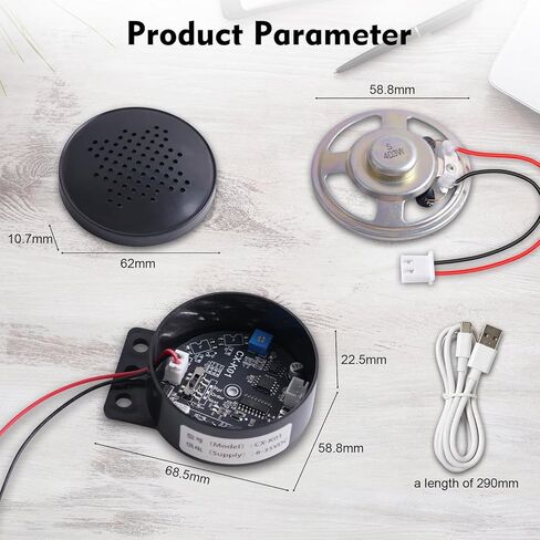 PEMENOL Voice Playback Module with 3W Speaker, 5–35V DC Input, USB Audio Upload, 3 Playback Modes, 4MB Memory, Adjustable Volume, Sound Board for DIY Projects and Equipment Store Factory in Kuwait