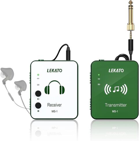 LEKATO MS-1 Wireless in Ear Monitor System, 2.4GHz Stereo in-Ear Monitoring with Transmitter Receiver Clip On, One to Many, Auto-Pairing,Wireless IEM for Band Rehearsal,Studio, Church,Small Gigs in Saudi Arabia