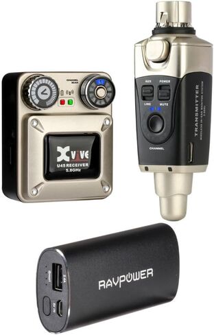 Xvive Audio U45 Wireless in-Ear Monitor System (5.8 GHz) Bundle with RAVPower Luster Series 6700mAh External Battery Charger (Black) in Kuwait