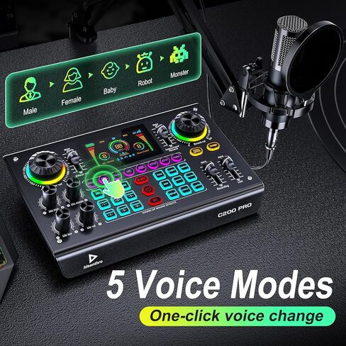 Professional Podcast Bundle with DSP Sound Card and Audio Mixer, 3.5mm Condenser Microphone for Live Streaming, Singing, Recording, and Gaming – Voice Changer, Noise Reduction in Saudi Arabia