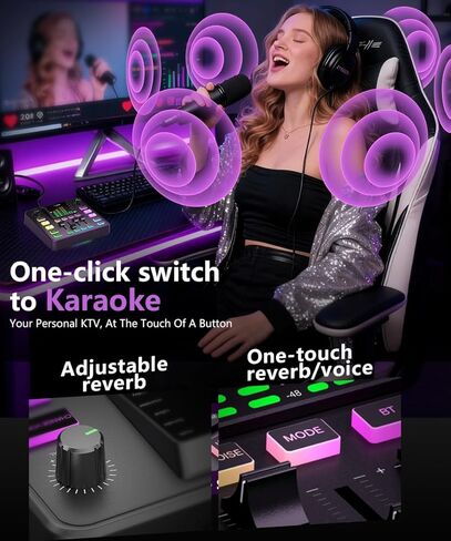 خلاط صوت للألعاب من Pupgsis، واجهة صوت للكمبيوتر، واجهة ميكروفون ديناميكية TRS مقاس 1/4 بوصة، لوحة صوت مع مغير صوت، Pro-Preamp، إلغاء الضوضاء، RGB، بلوتوث للبث/البث/الألعاب in Kuwait