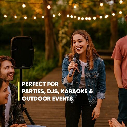 مجموعة سماعات بلوتوث PA مقاس 8 بوصات من Bowens - مكبرات صوت محمولة وميكروفون لاسلكي بلوتوث مع حامل وكابل - مكبر صوت للحفلات ومكبرات صوت DJ ونظام صوت خارجي، مجموعة نظام PA للمناسبات، كاريوكي in Kuwait