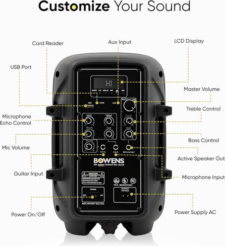 مجموعة سماعات بلوتوث PA مقاس 8 بوصات من Bowens - مكبرات صوت محمولة وميكروفون لاسلكي بلوتوث مع حامل وكابل - مكبر صوت للحفلات ومكبرات صوت DJ ونظام صوت خارجي، مجموعة نظام PA للمناسبات، كاريوكي in Kuwait