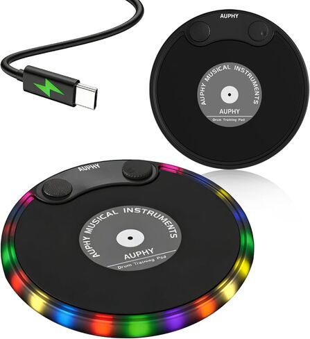 LED Drum Practice Pad with 5 Modes, Bluetooth Speaker, Headphone Jack & Built-in Metronome, Portable Quiet Electric Drum Set for Beginners/Professionals, Ideal Gift for Drummers in Kuwait