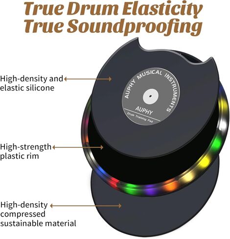 LED Drum Practice Pad with 5 Modes, Bluetooth Speaker, Headphone Jack & Built-in Metronome, Portable Quiet Electric Drum Set for Beginners/Professionals, Ideal Gift for Drummers in Kuwait
