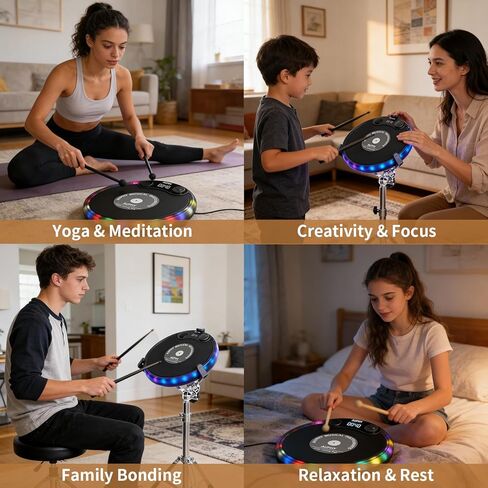 LED Drum Practice Pad with 5 Modes, Bluetooth Speaker, Headphone Jack & Built-in Metronome, Portable Quiet Electric Drum Set for Beginners/Professionals, Ideal Gift for Drummers in Kuwait