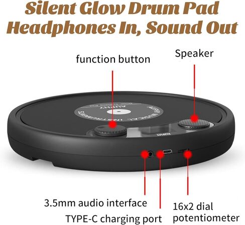 LED Drum Practice Pad with 5 Modes, Bluetooth Speaker, Headphone Jack & Built-in Metronome, Portable Quiet Electric Drum Set for Beginners/Professionals, Ideal Gift for Drummers in Kuwait