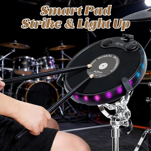 LED Drum Practice Pad with 5 Modes, Bluetooth Speaker, Headphone Jack & Built-in Metronome, Portable Quiet Electric Drum Set for Beginners/Professionals, Ideal Gift for Drummers in Kuwait
