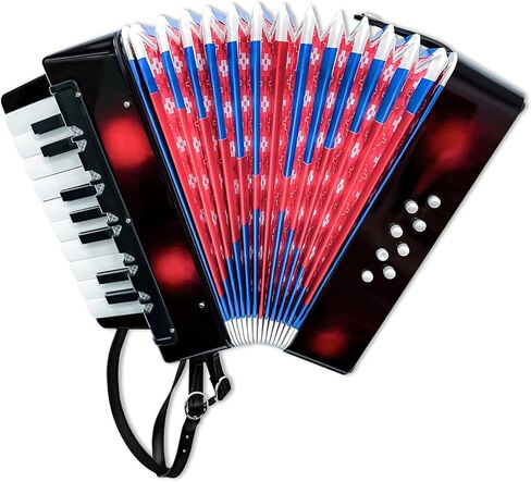 17 Keys Mini Accordion, 8 Bass Button Lightweight Accordion Gift for Beginners, Practice and Educational Musical Instrument (Black) in Kuwait