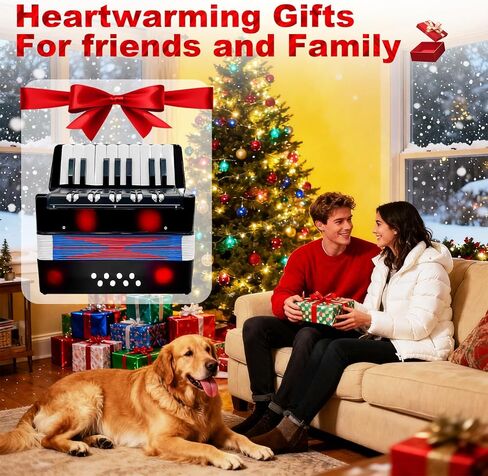 17 Keys Mini Accordion, 8 Bass Button Lightweight Accordion Gift for Beginners, Practice and Educational Musical Instrument (Black) in Kuwait