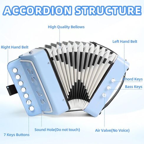 Kids Accordion, Horse Button Accordion Toys Accordian Mini Musical Instruments 10 Keys Button for Child Children Kids Toddlers Beginners,Dark Blue in Saudi Arabia