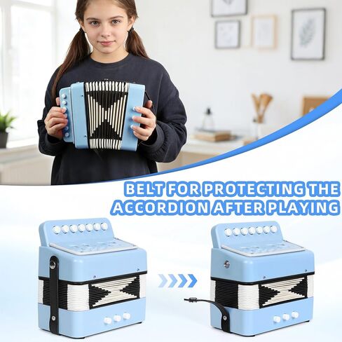 Kids Accordion, Horse Button Accordion Toys Accordian Mini Musical Instruments 10 Keys Button for Child Children Kids Toddlers Beginners,Dark Blue in Saudi Arabia