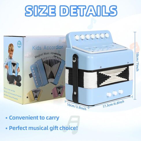 Kids Accordion, Horse Button Accordion Toys Accordian Mini Musical Instruments 10 Keys Button for Child Children Kids Toddlers Beginners,Dark Blue in Saudi Arabia