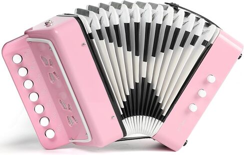 10 Keys Kids Accordion, Horse Button Accordion Toys Accordian Mini Musical Instruments Button for Child Children Kids Toddlers Beginners (Light Pink) in Saudi Arabia