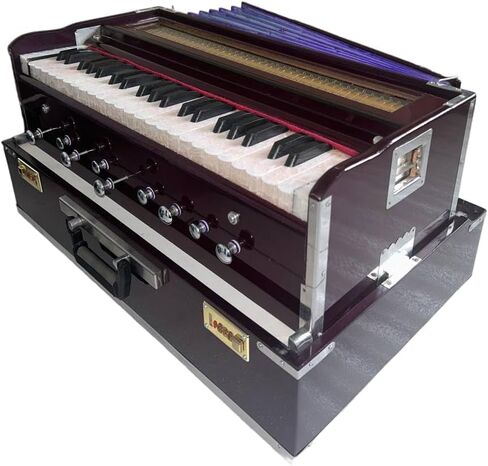 Folding Harmonium Instrument, 9 Stopper, Rosewood Color, 3 1/2 Octave, Coupler, Indian Musical Instrument in Kuwait