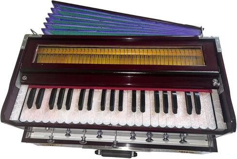 Folding Harmonium Instrument, 9 Stopper, Rosewood Color, 3 1/2 Octave, Coupler, Indian Musical Instrument in Kuwait