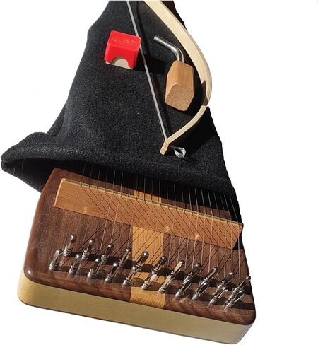 Cherry Bowed Psaltery, 22 Strings, Black Walnut Book Matched Top and Cherry book matched Bottom, 21.5 Inches Long, Varnish Finish, Steel Strings in Kuwait