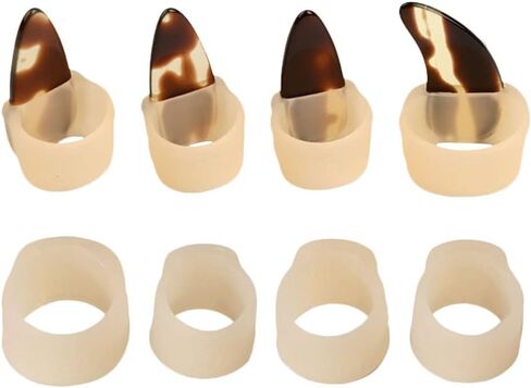 Breathable Guzheng Nail Protectors, Silicone Finger Picks, Adjustable Guzheng Nail Covers, Practice Accessories, 0.98 * 0.59 * 0.51inch, Beige, 8pcs for Right Hand (8-16 Years) in Saudi Arabia