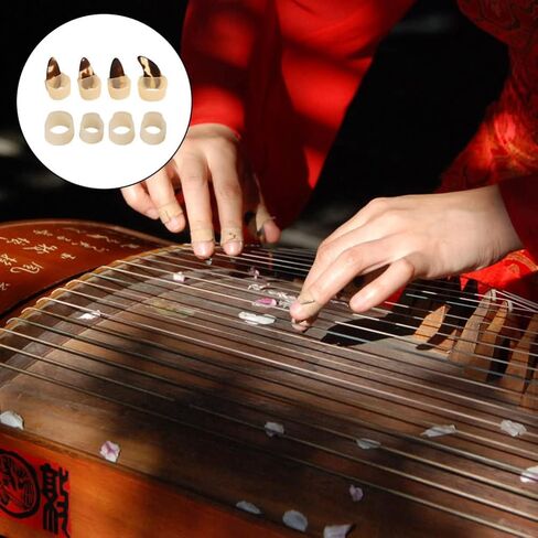 Breathable Guzheng Nail Protectors, Silicone Finger Picks, Adjustable Guzheng Nail Covers, Practice Accessories, 0.98 * 0.59 * 0.51inch, Beige, 8pcs for Right Hand (8-16 Years) in Saudi Arabia