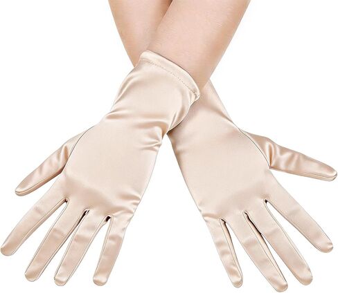 Womens Short Satin Opera Gloves Formal Dancing Gloves for Wedding Bridal Banquet Party Gloves 1920s Flapper Accessories in Kuwait