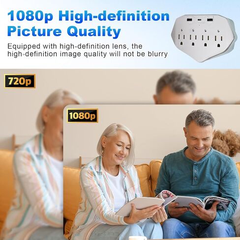 كاميرا أمان لمنفذ الحائط بدقة 1080 بكسل، كاميرا مراقبة داخلية WiFi بزاوية واسعة للغاية 120 درجة، تصميم 4 في 1 (شحن USB وحماية من زيادة التيار)، تخزين بطاقة SD المحلية للمنزل والمكتب in Kuwait