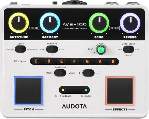 AVE-100 Vocal Effects Processor with Auto Pitch Correction/Harmony/Echo/Reverb, Smart Anti-Feedback & VocalErase OTG Recording Vocal Processor for Live Singing Streaming Home Studio in Kuwait